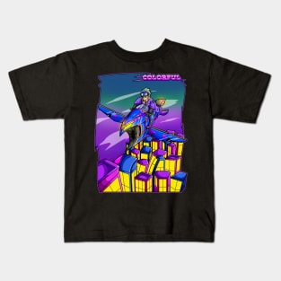 Cyberpunk Monkey in City illustration Kids T-Shirt